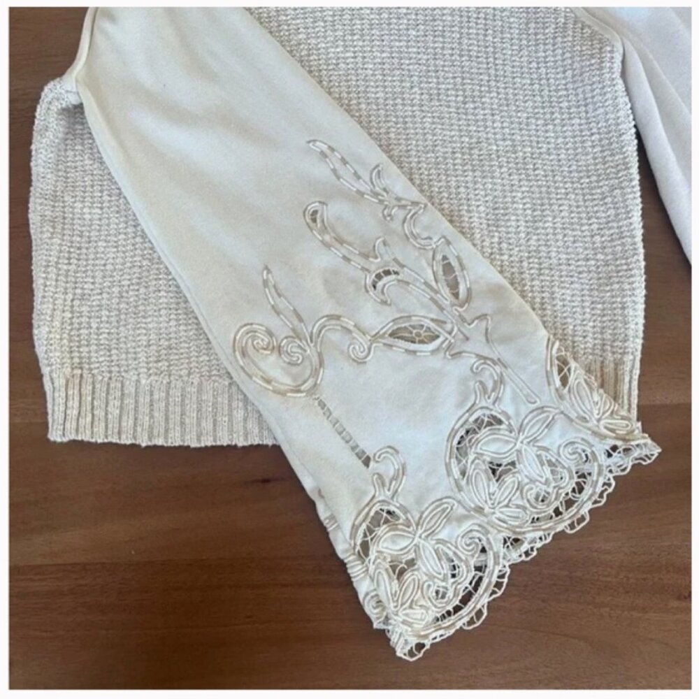 NWT Anthropologie Textured Eyelet Twofer Sweater Vest Top - Picture 6 of 11